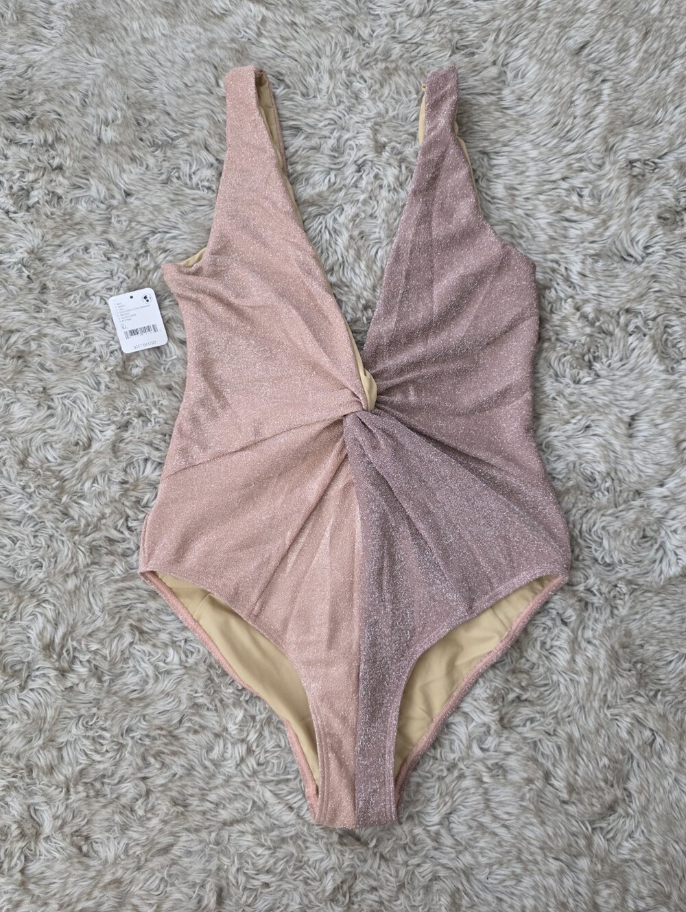 Free People Juillet Olivia Shine One-piece Swimsuit Gold Dust Luxe Shimmer XL